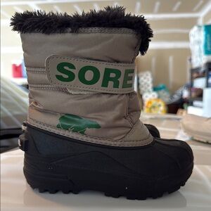 Sorel Kids' Boots - Black and Tan with Green Logo